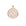 Gold Coin Pendant with Quatrefoil and heart illustration filled in with pale pink enamel