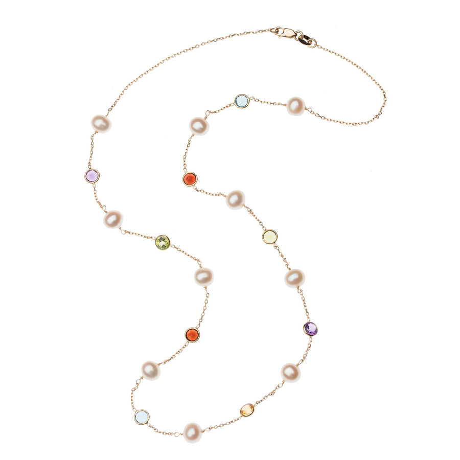 LOVE Pearl and Gemstone Station Necklace SALE