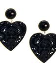 LOVE Black Carved Agate Earrings
