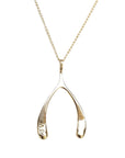 LUCKY Gold Wishbone Pendant